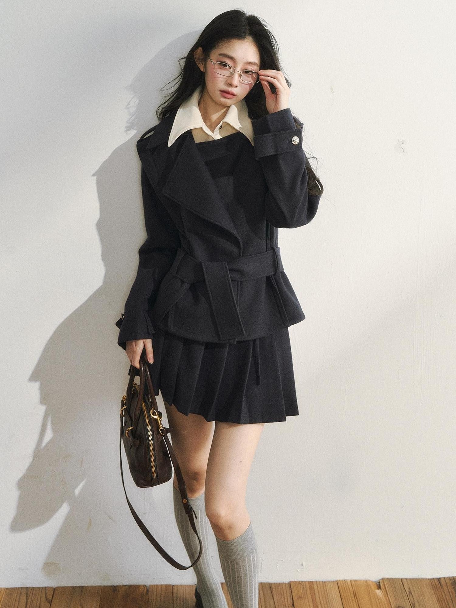 7Shiftin Padded Blazer Faux Two Piece College Style Women&