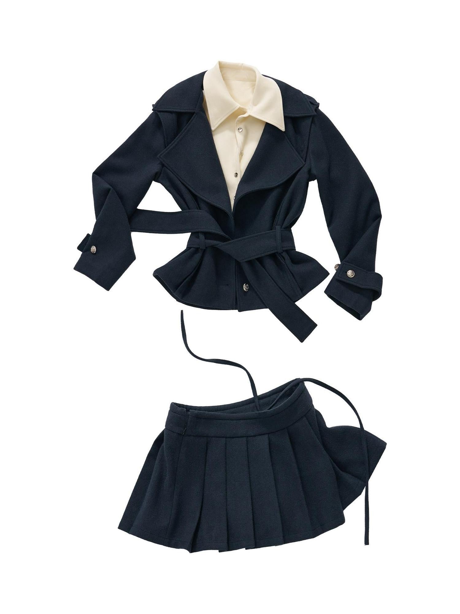 7Shiftin Padded Blazer Faux Two Piece College Style Women&