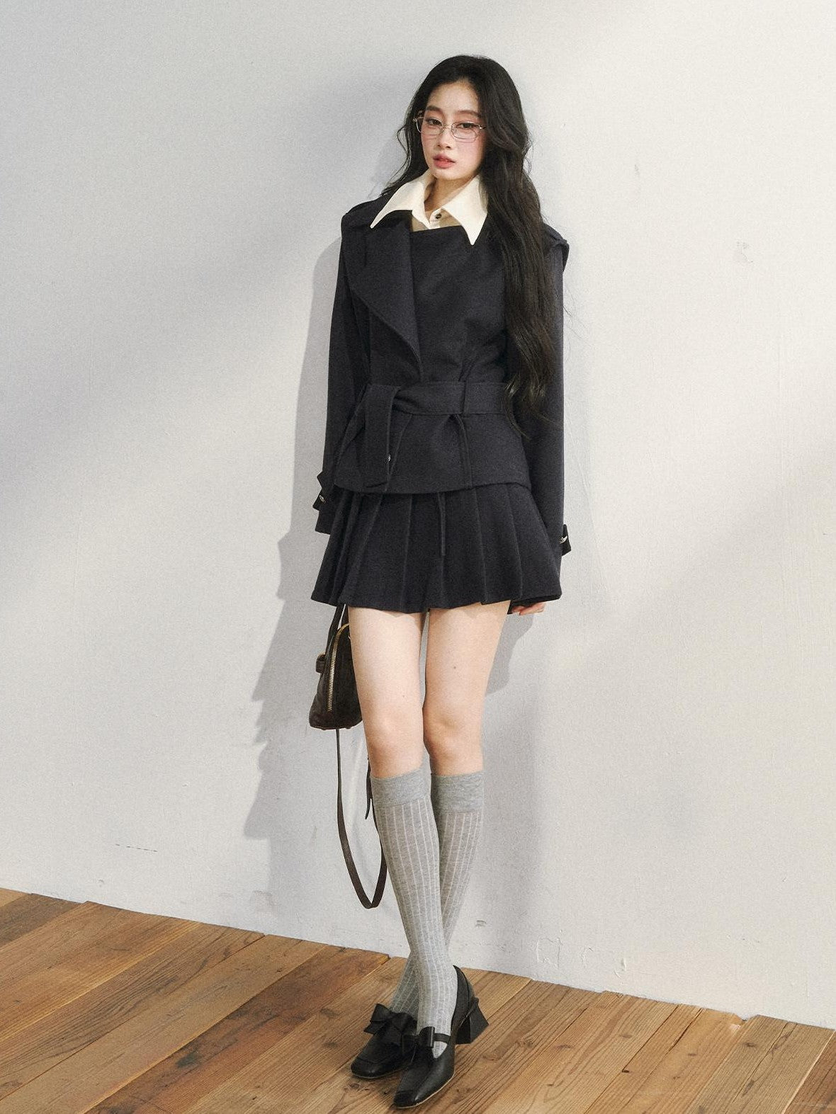 7Shiftin Padded Blazer Faux Two Piece College Style Women&