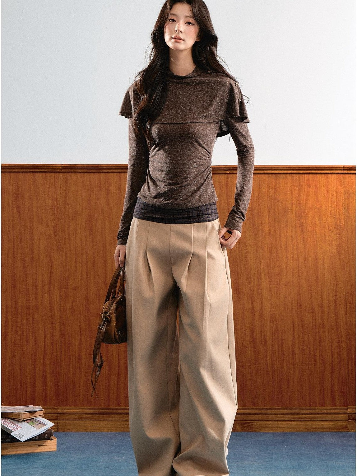 7Shiftin Plaid Colorblock Patchwork Waist Drapey Women&