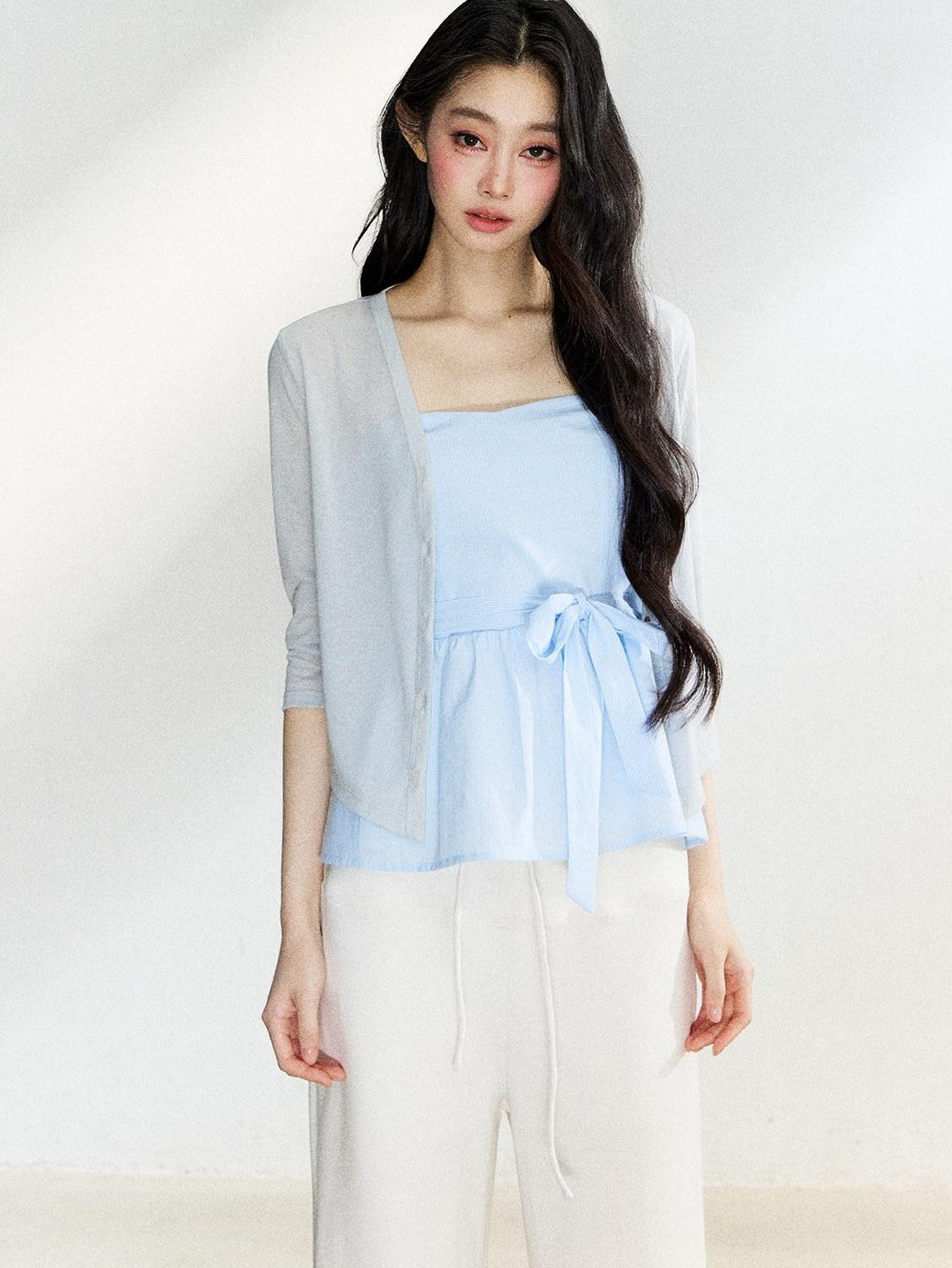 7Shiftin Polka Dot Knit Cardigan Slim Fit Two Piece Women&
