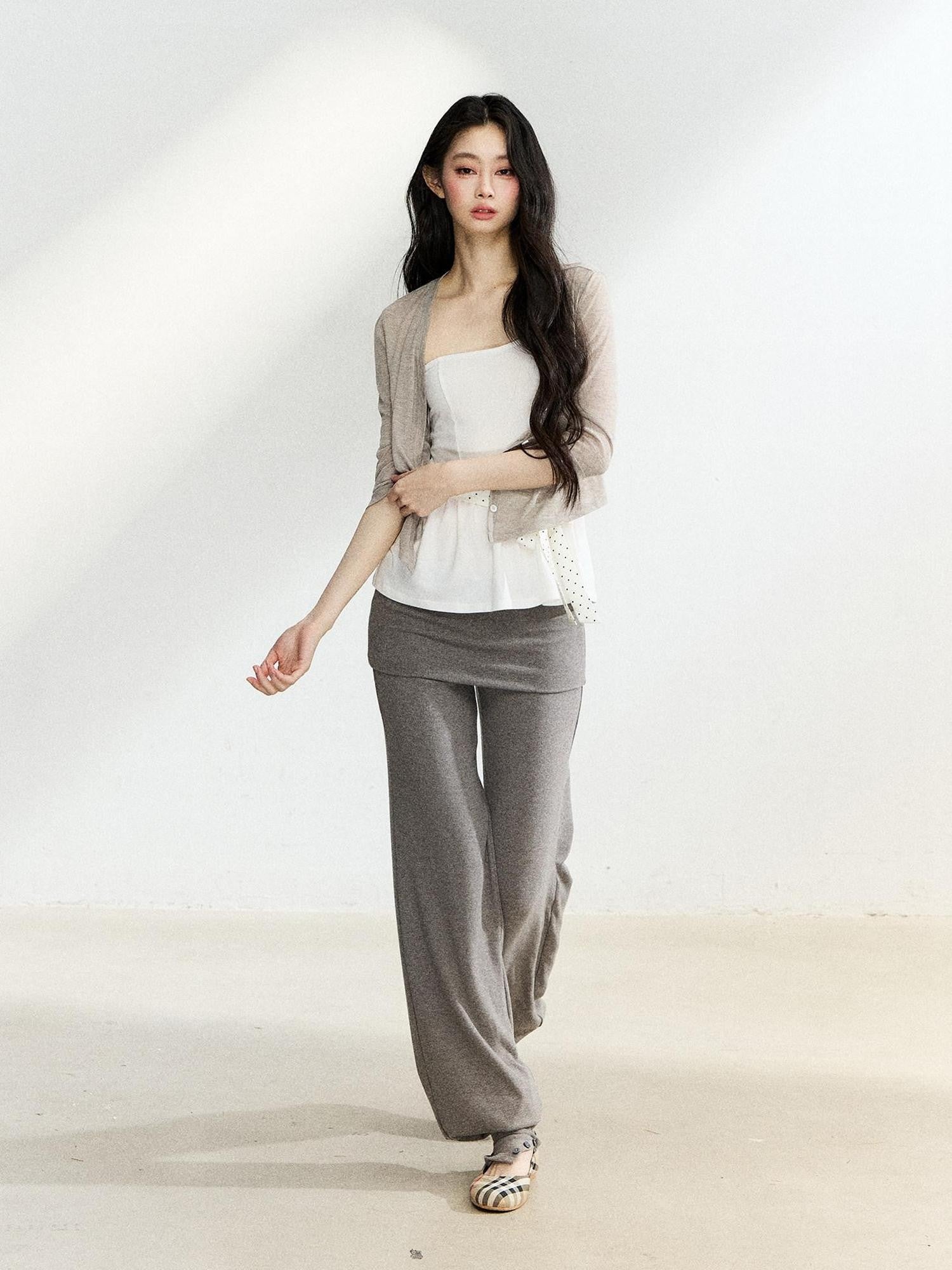 7Shiftin Polka Dot Knit Cardigan Slim Fit Two Piece Women&