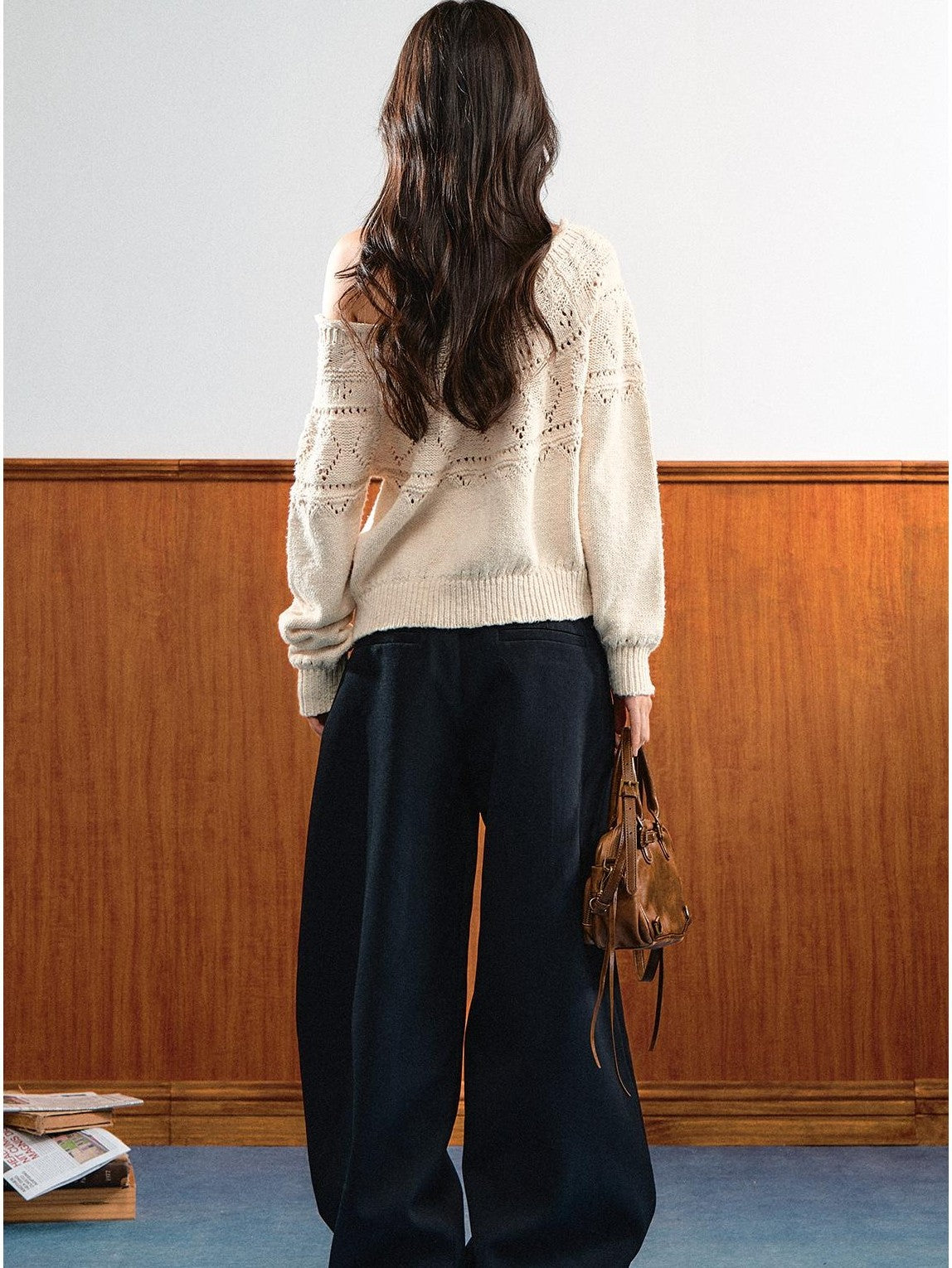 7Shiftin Relaxed Openwork Diamond Pattern Women&
