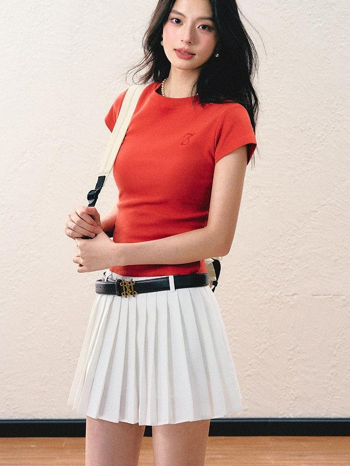 7Shiftin Slim Fit Cinched Waist Round Neck Women&