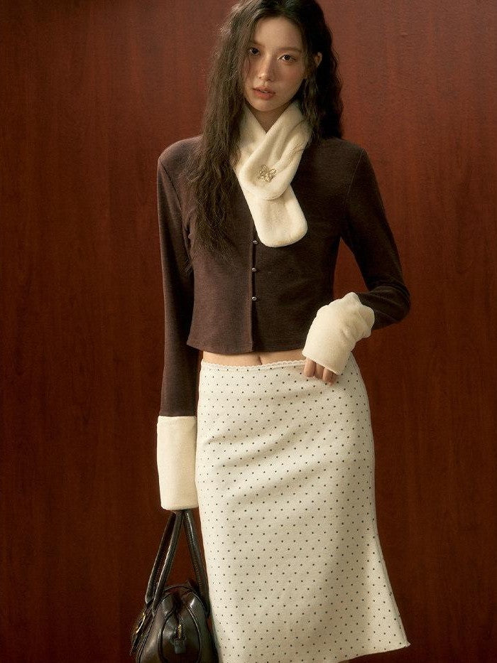 7Shiftin Solid Brown Short Slim Low Round Neck Women&