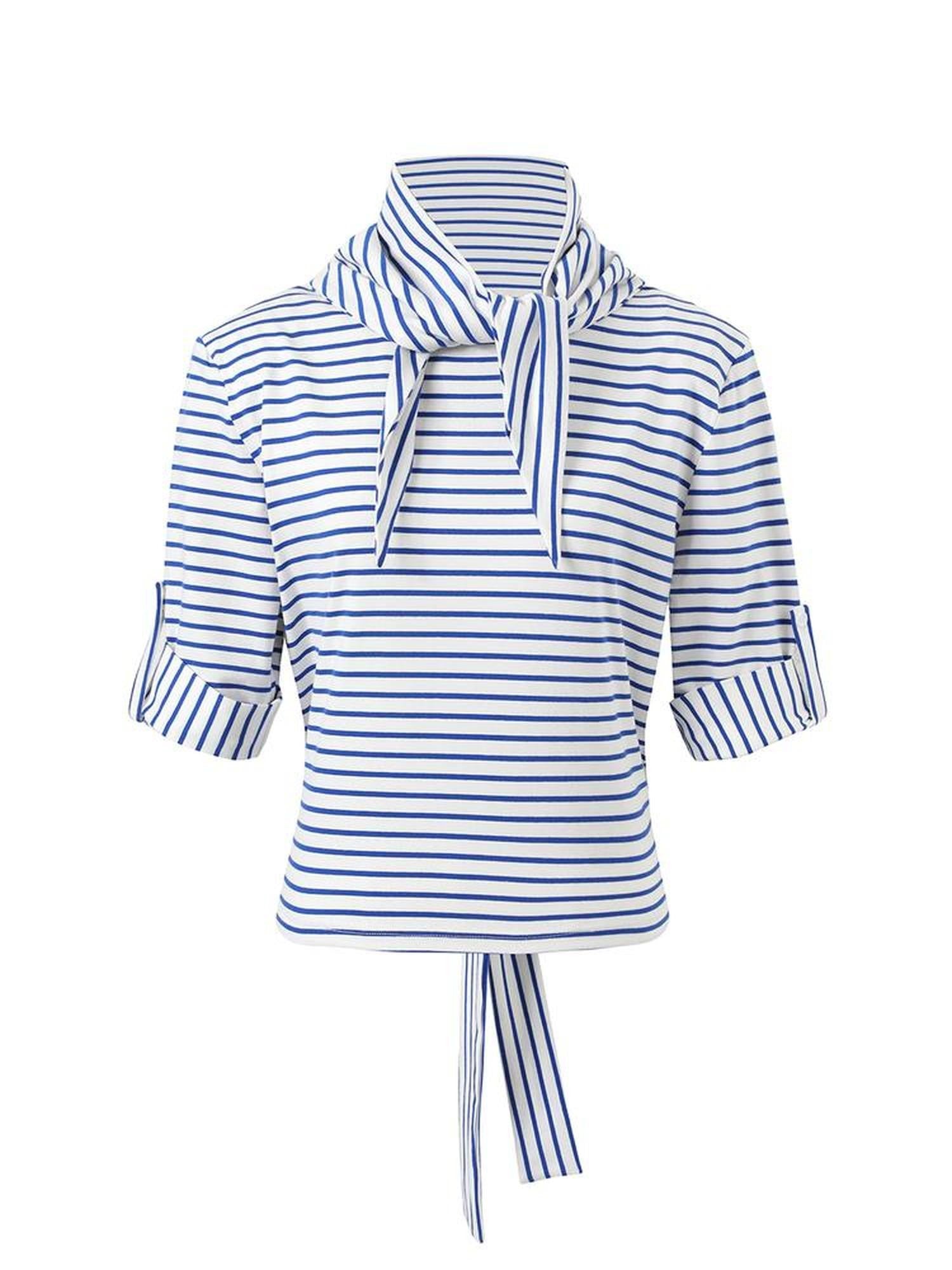 7Shiftin Two Tone Asymmetric Cropped Striped Women&