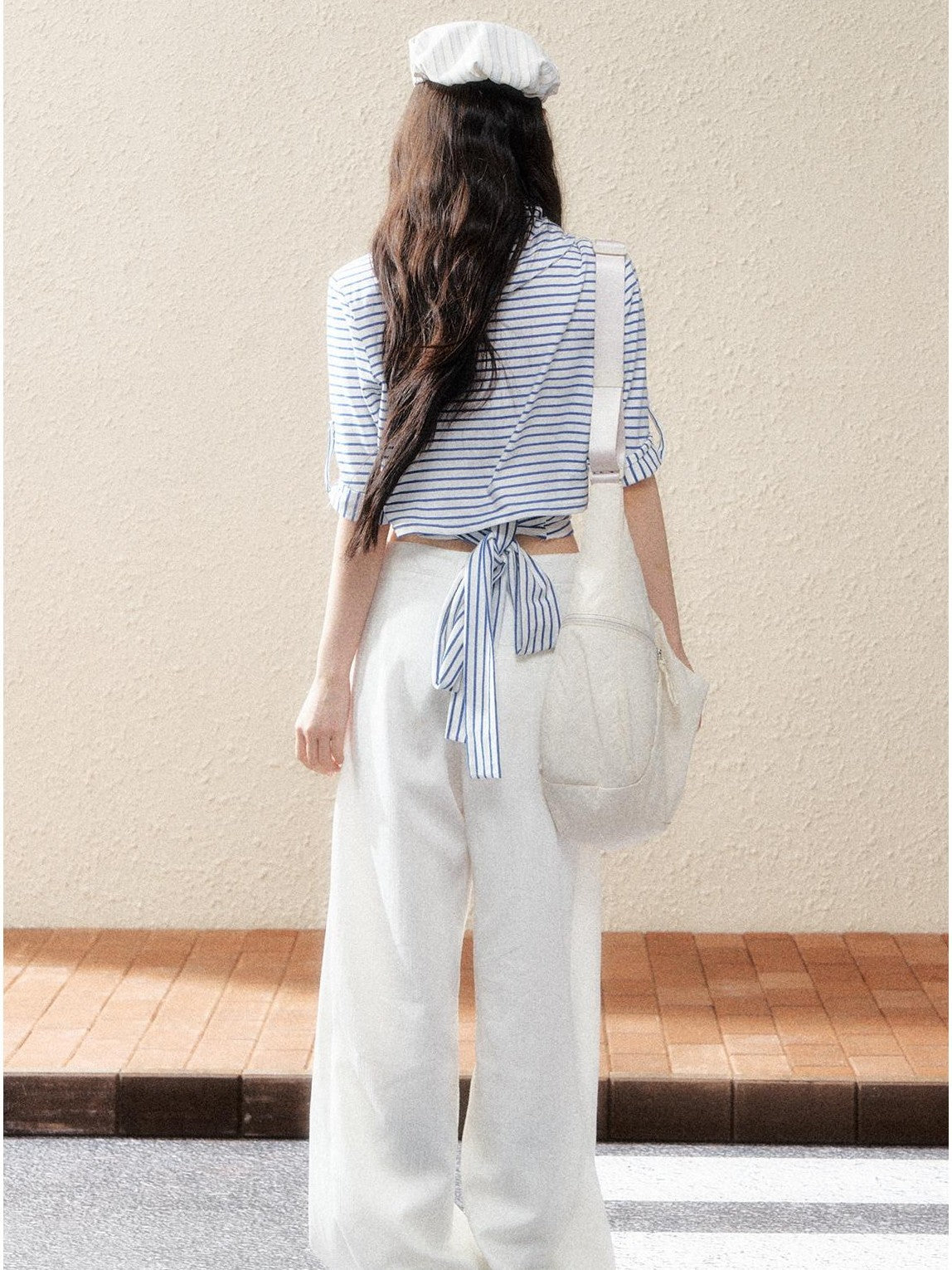 7Shiftin Two Tone Asymmetric Cropped Striped Women&