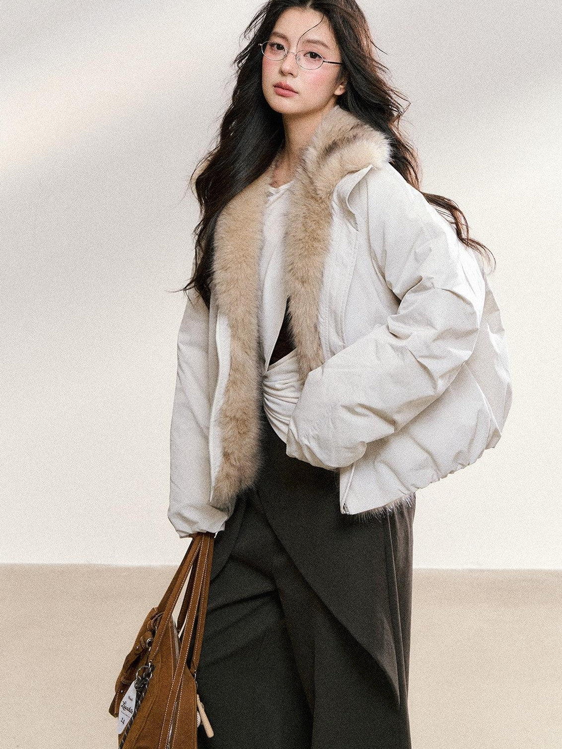 7Shiftin Two Tone Hooded Cropped Zip Front Relaxed Women&