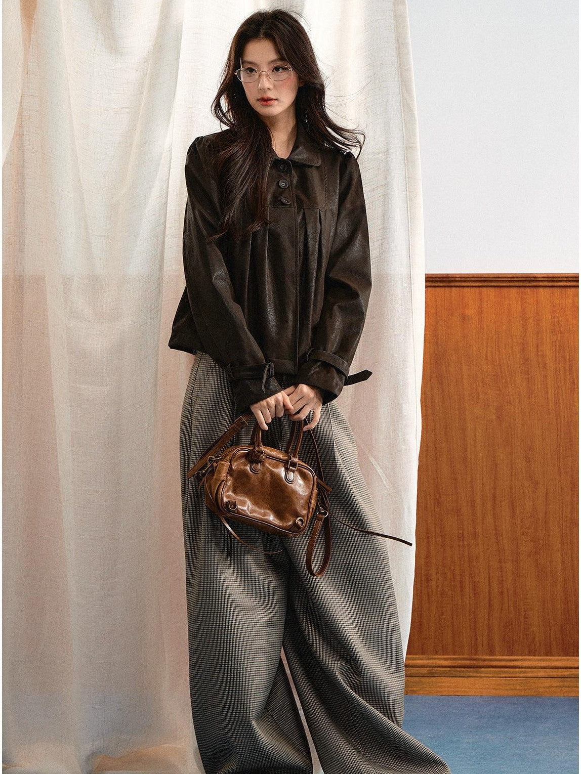 7Shiftin Vintage British Plaid Relaxed Women&