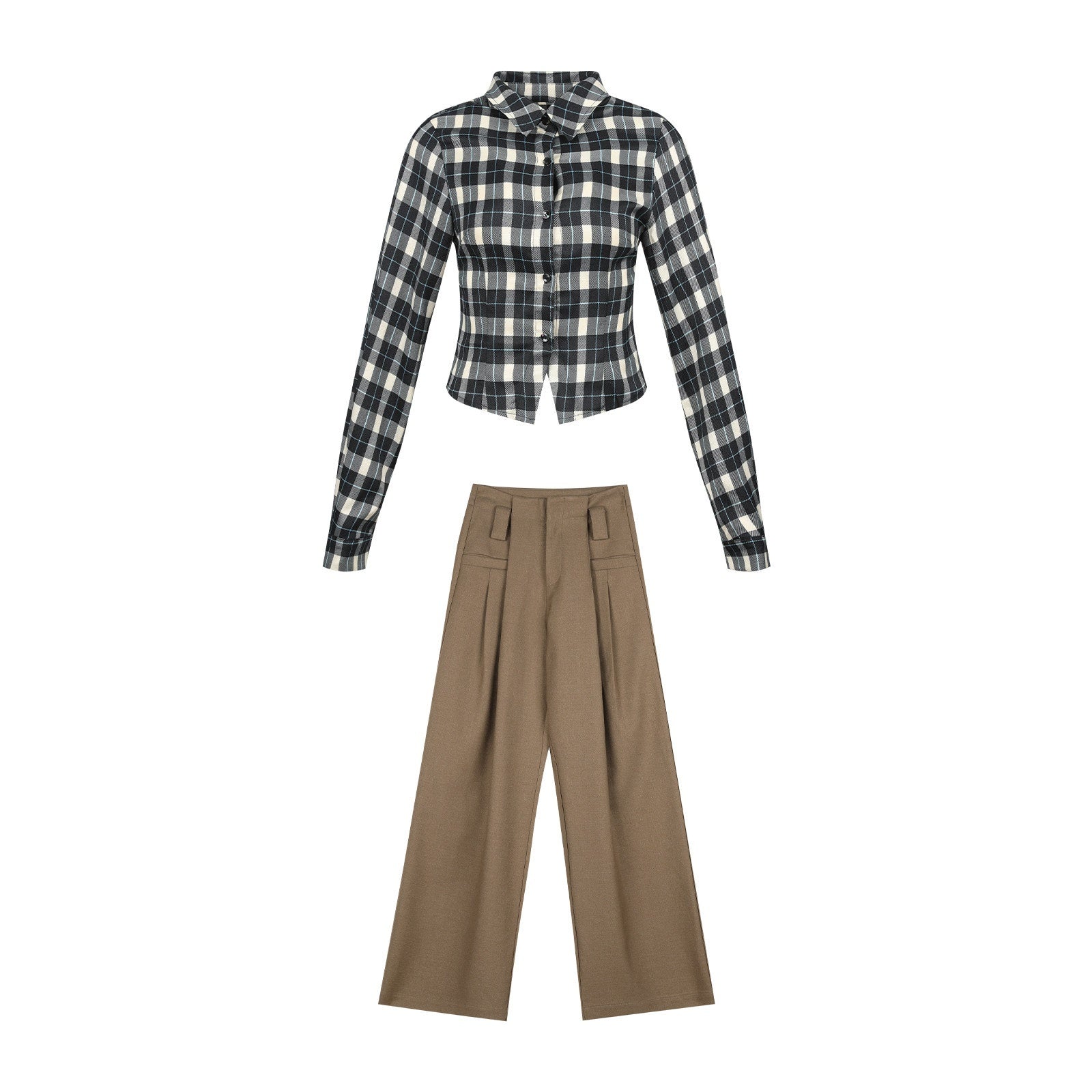 7Shiftin_Vintage_Plaid_Slim_Fit_Stand_Collar_Women&