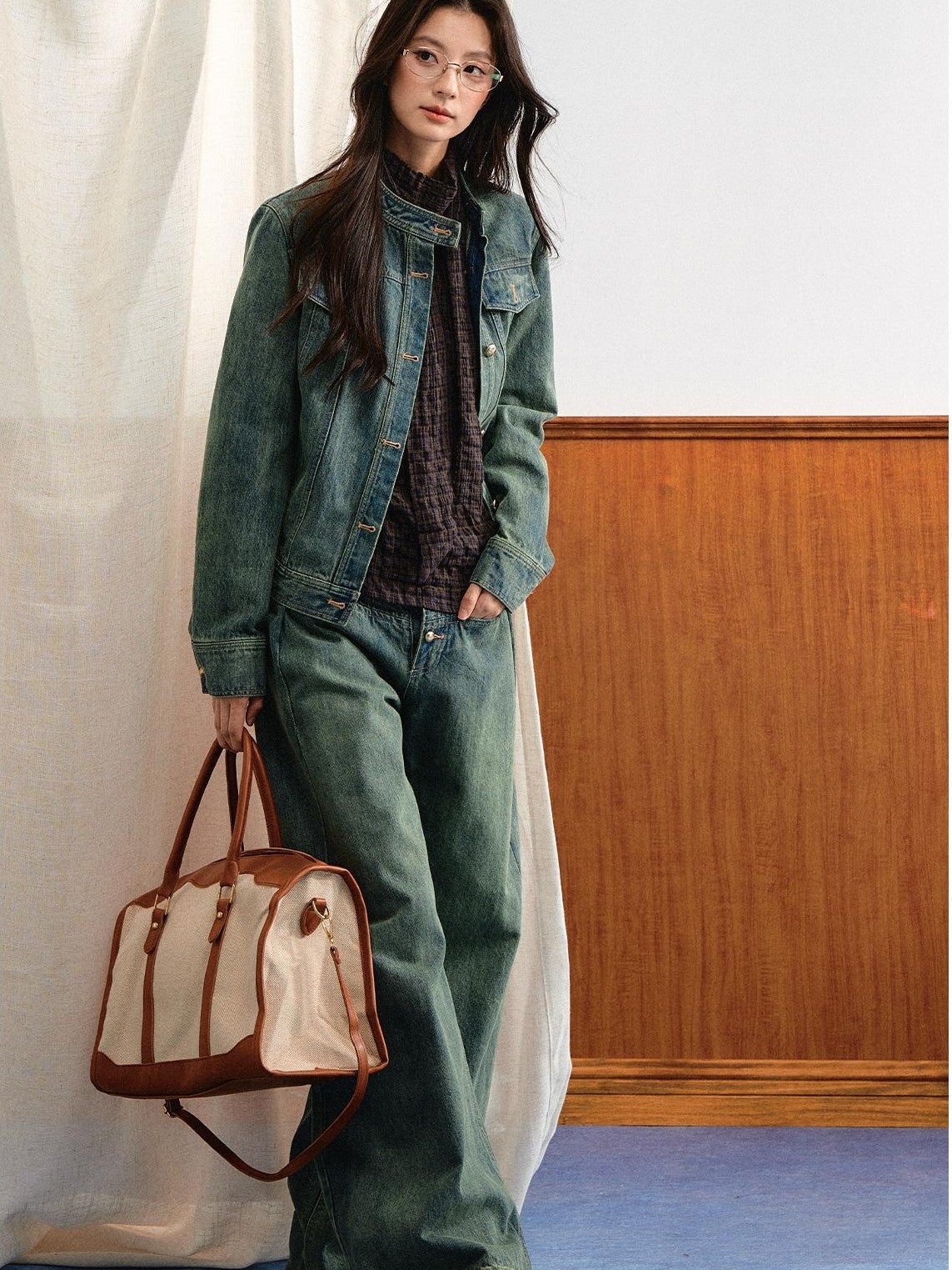 7Shiftin Washed Contrast Topstitching Women&
