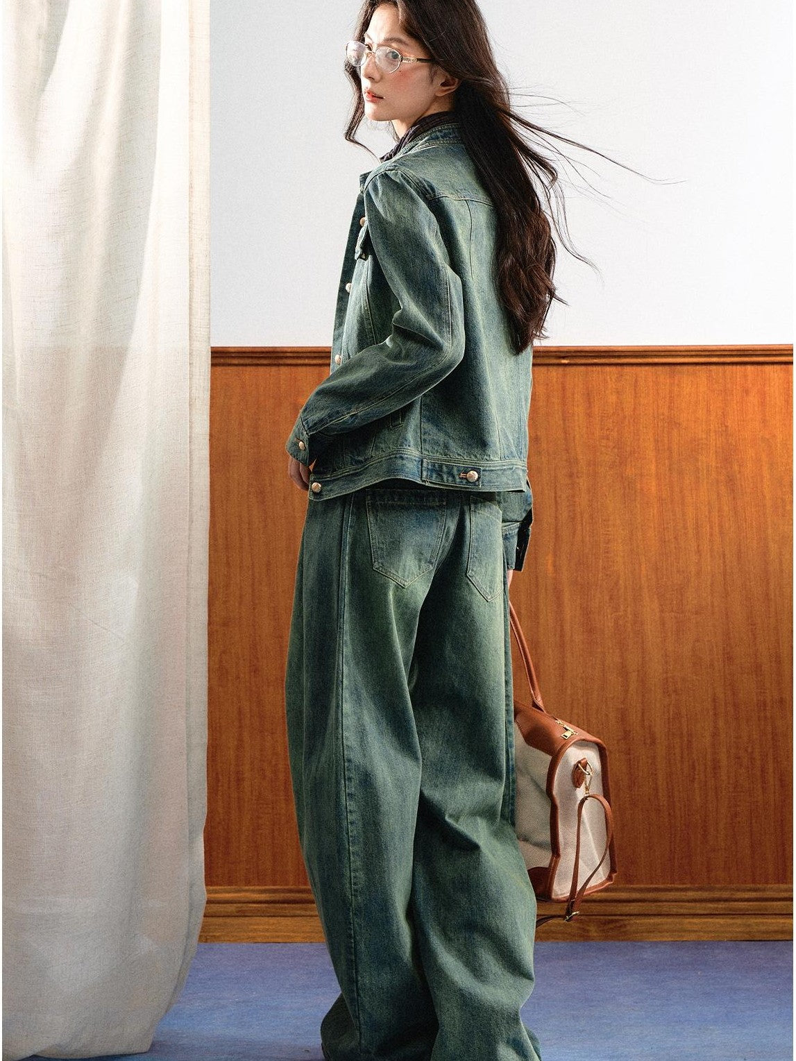7Shiftin Washed Contrast Topstitching Women&