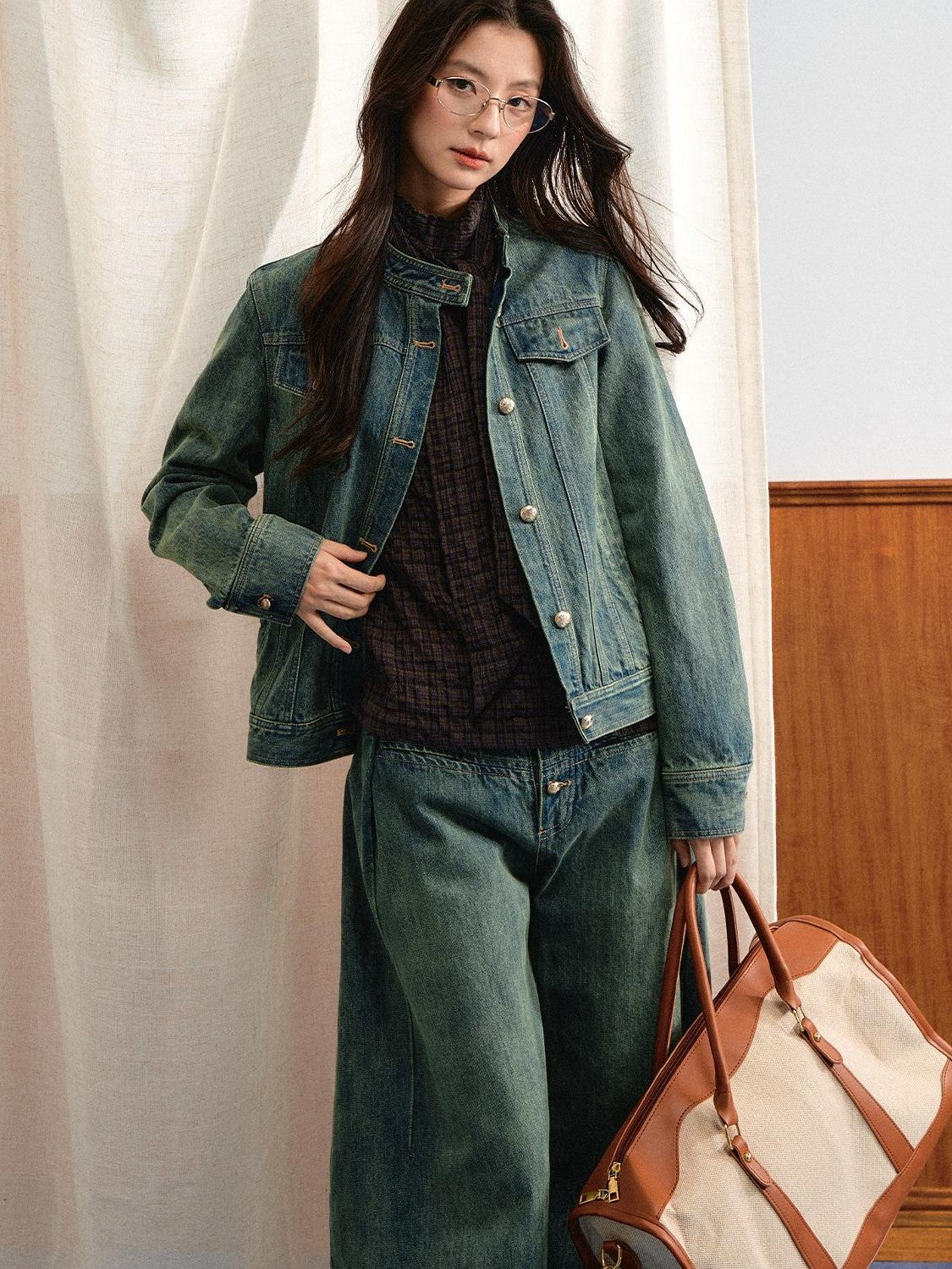 7Shiftin Washed Contrast Topstitching Women&