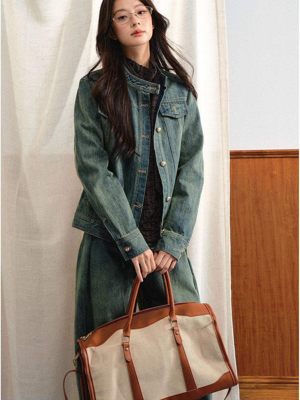 7Shiftin Washed Contrast Topstitching Women&