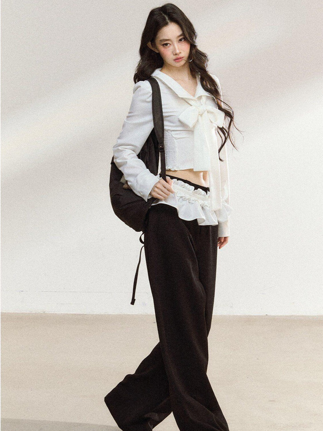 7Shiftin White Bow Lace Collar Women&