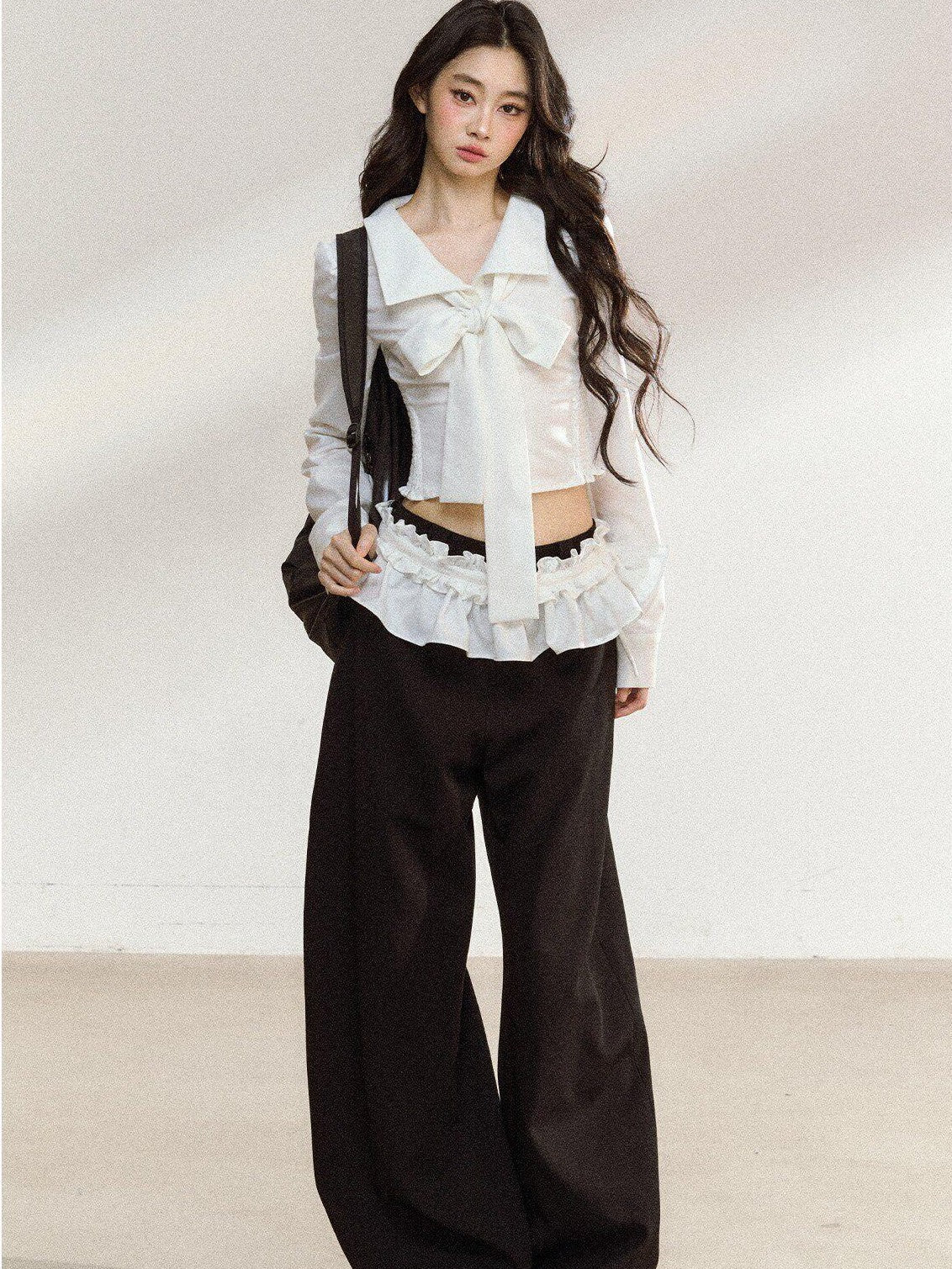 7Shiftin White Bow Lace Collar Women&