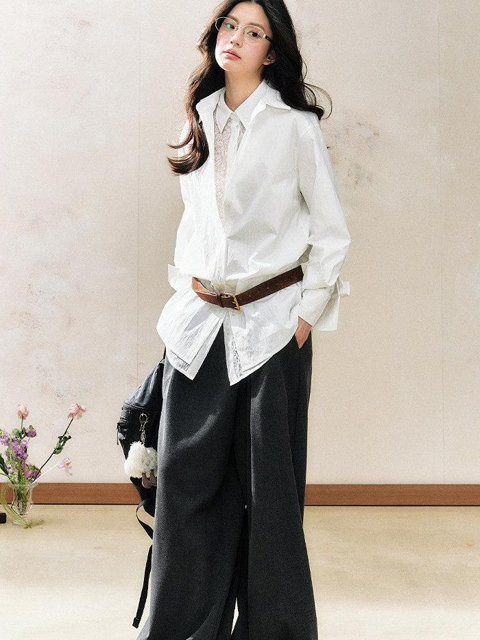 7Shiftin White Polo Collar Lace Original Design Women&