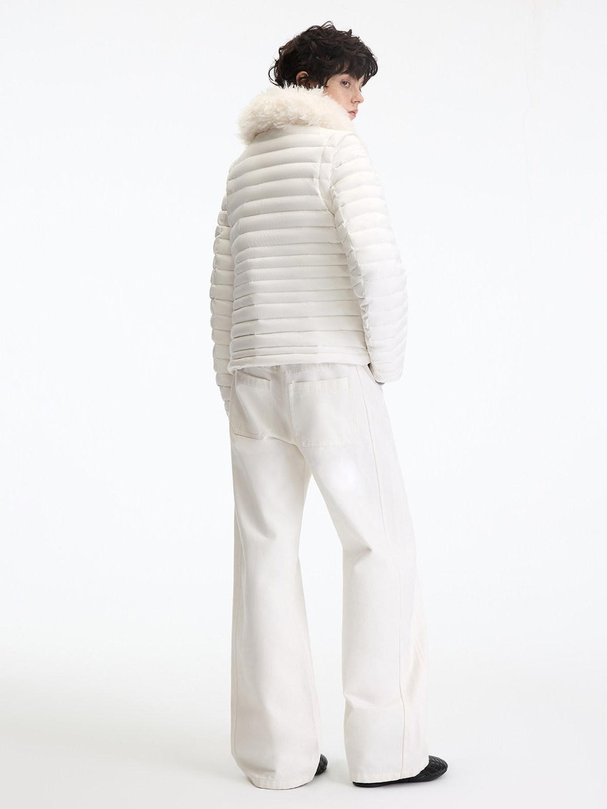 RUN TO THE FUTURE 90% White Duck Down Thick Slim Casual Turn Collar Ladies Down Jackets