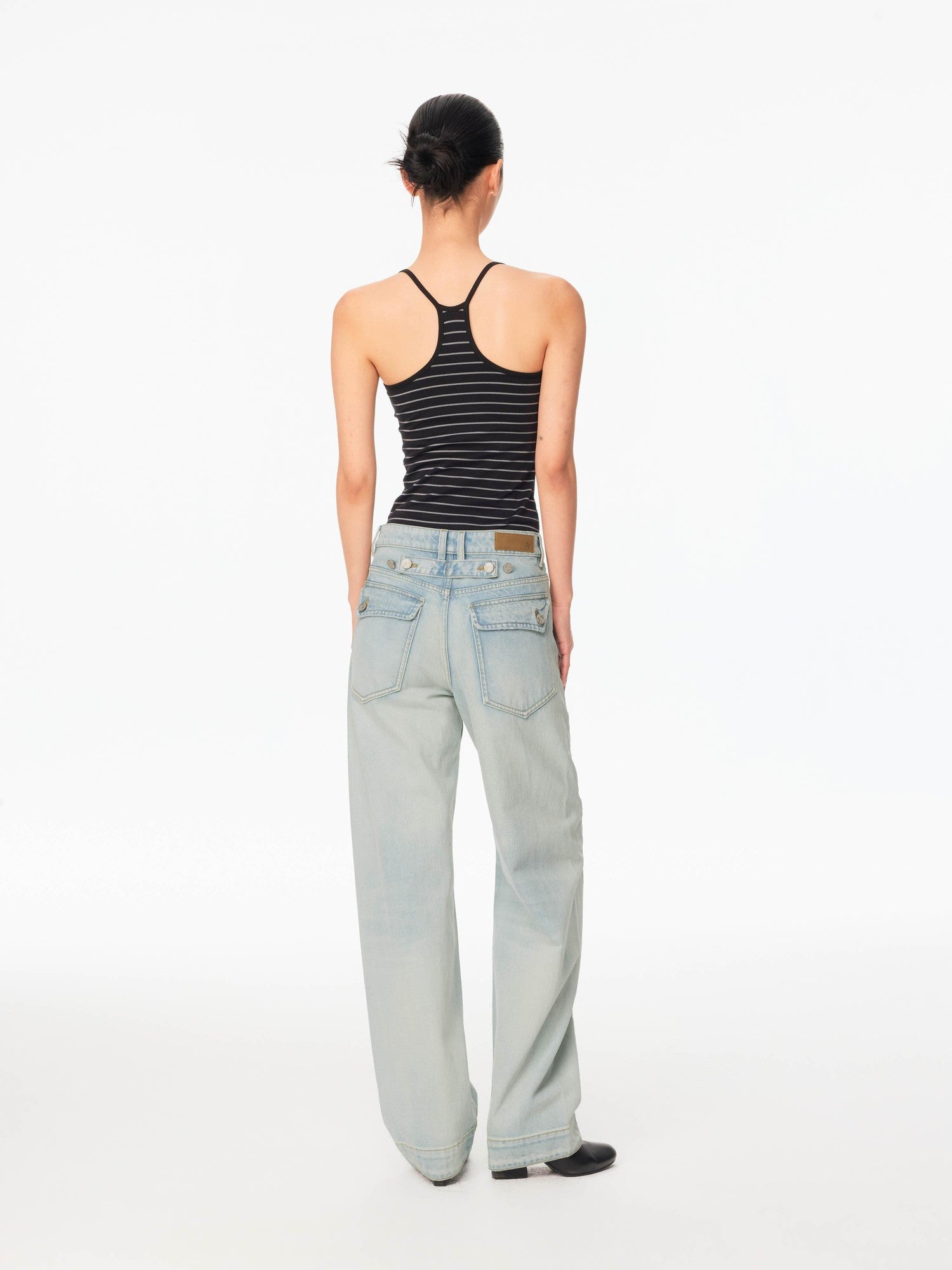 Northbutsouth Light Wash Whisker Cocoon Mid Low Rise Women&