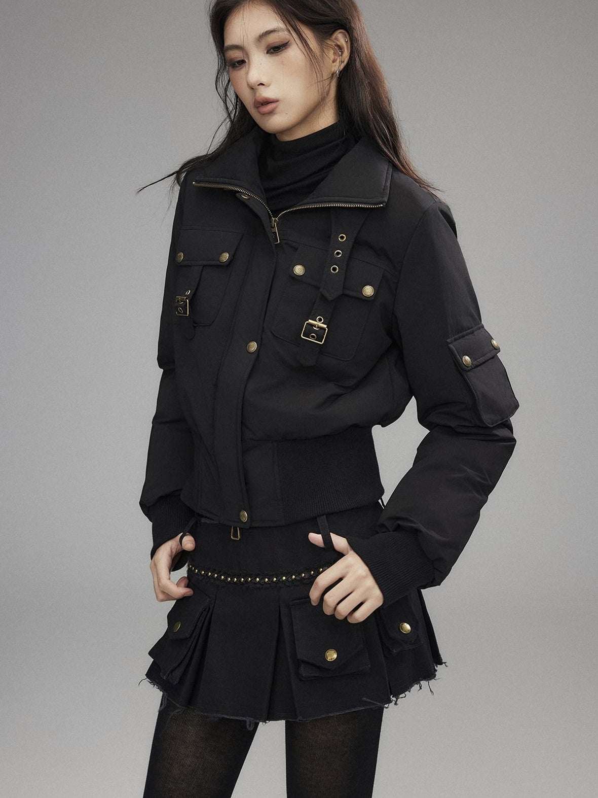 Low pixel 100% Cotton Low Waist Pleated A Line Sexy Women Daily Black Mini Skirts