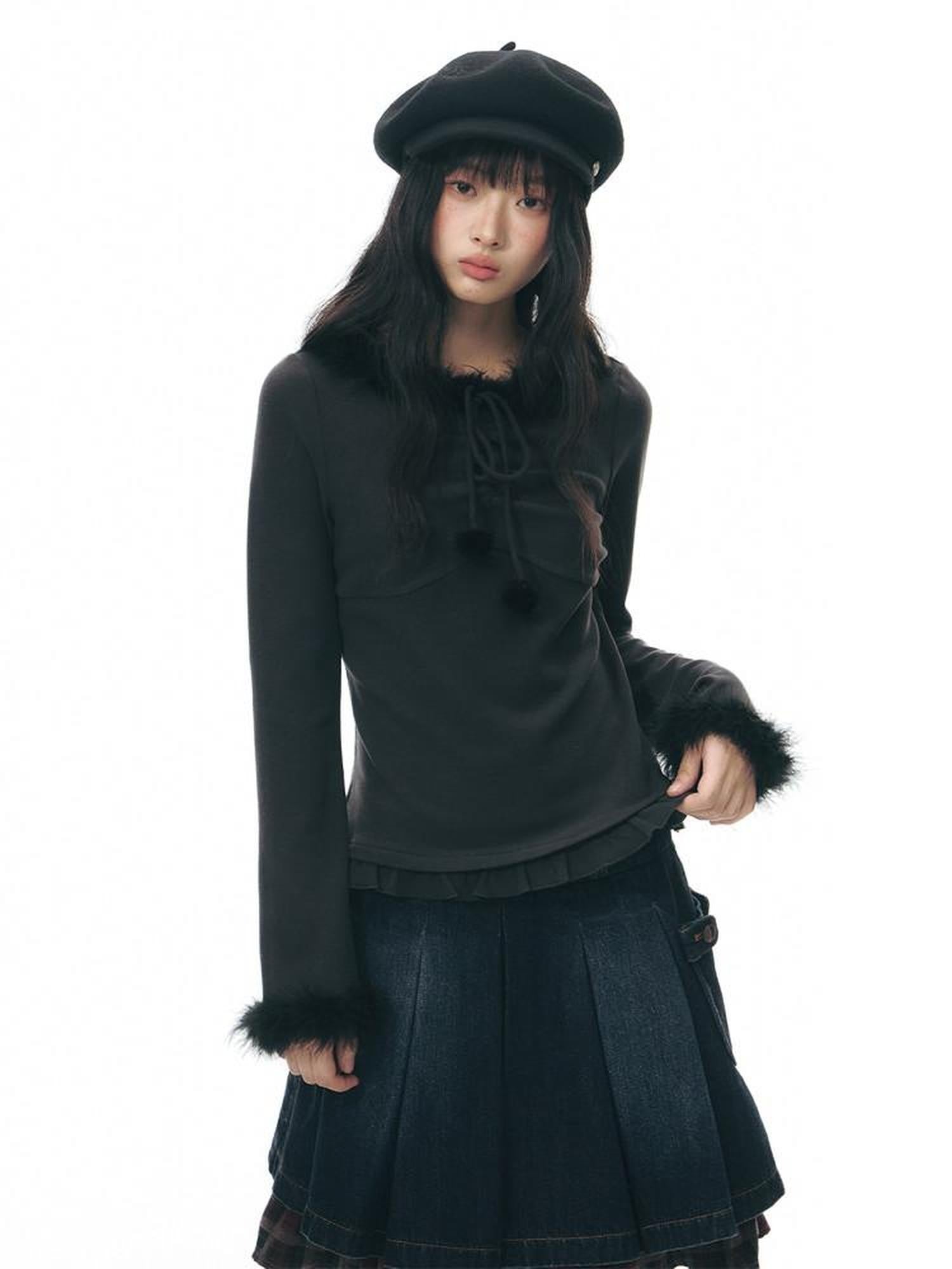 NAPSNAPS Deep Gray White Fuzzy Splice Women&