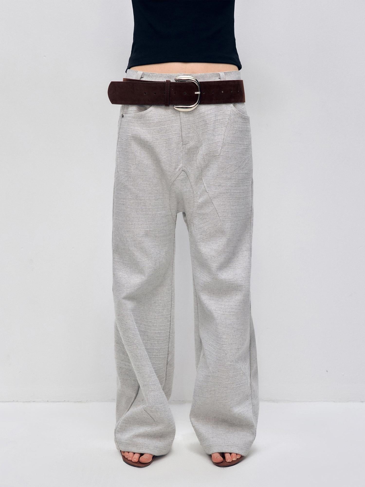 RUN TO THE FUTURE Minimalist Vintage Low Waist Zipper Pocket Office Womens Straight Pants