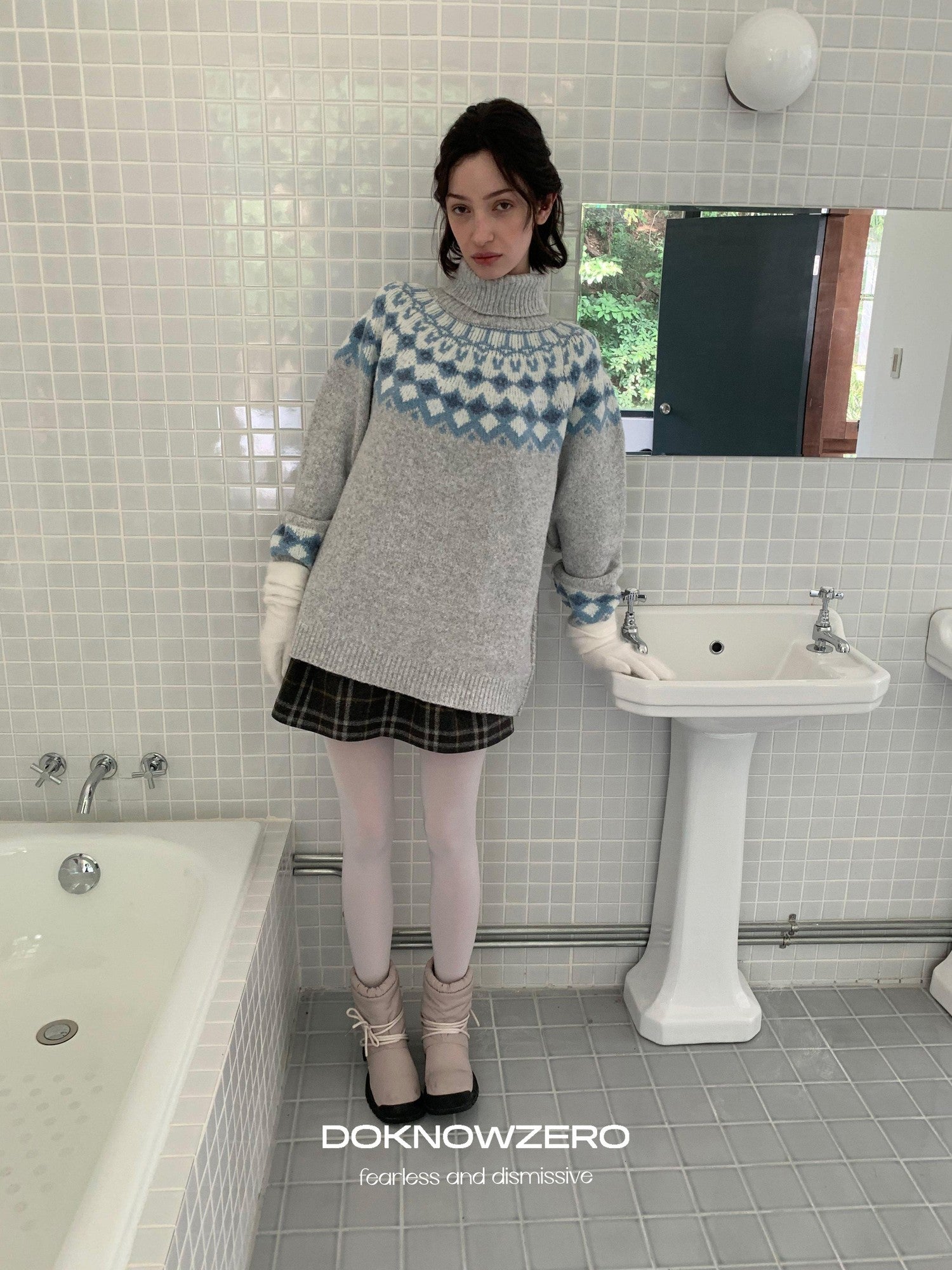DKZ OFFICIAL Nordic Fair Isle Jacquard Oversized Women&
