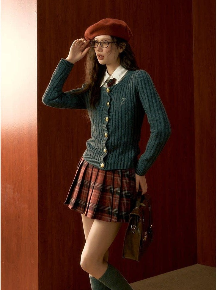 7Shiftin Versatile Three Piece Cardigan Set With Tie Preppy Layered Knitwear Sweaters