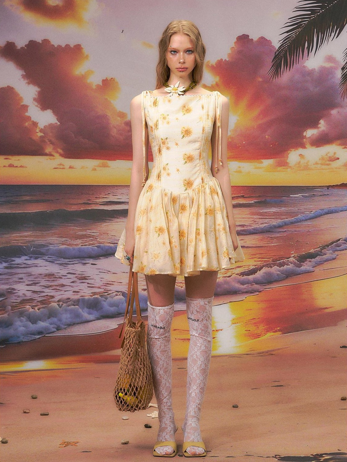 The NeverMore Almond Peach High Waist Street Style A Line Slim Travel Women Mini Dresses