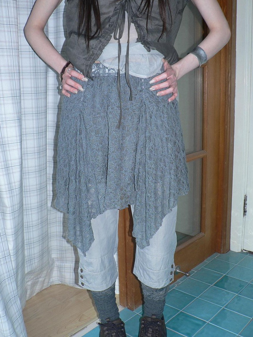 ang project Gray Patchwork Gathered Irregular Layered A Line Women&