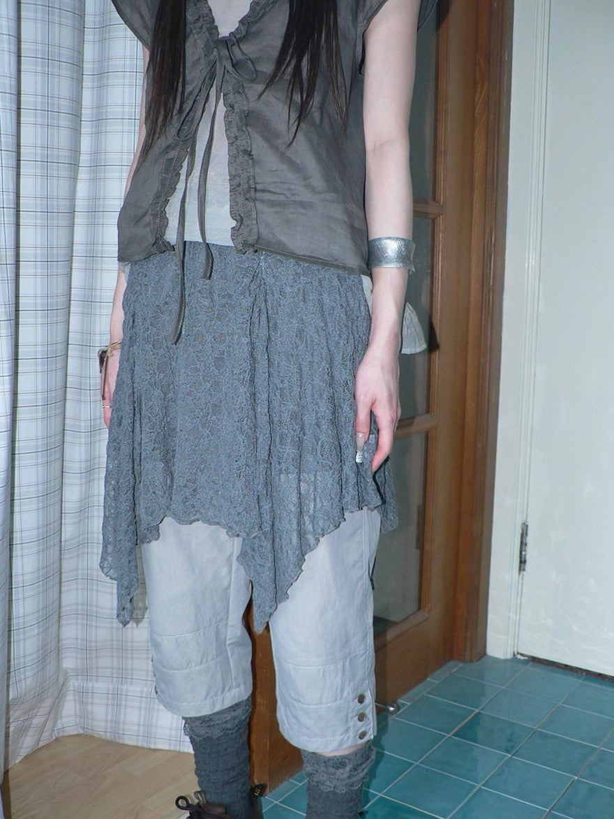 ang project Gray Patchwork Gathered Irregular Layered A Line Women&