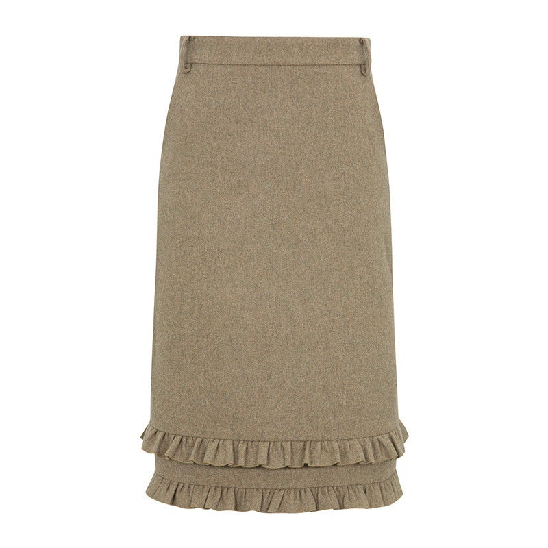 Dorydory_Olive_Green_Ruffle_Straight_Mid_Waist_Women&