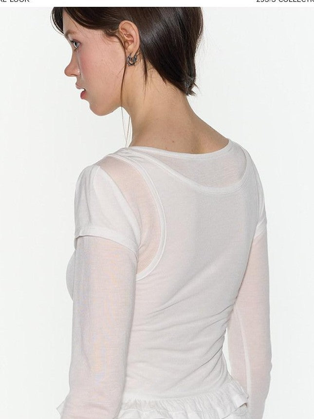 NAPSNAPS Ruffled Sheer Cutout Slim Women&