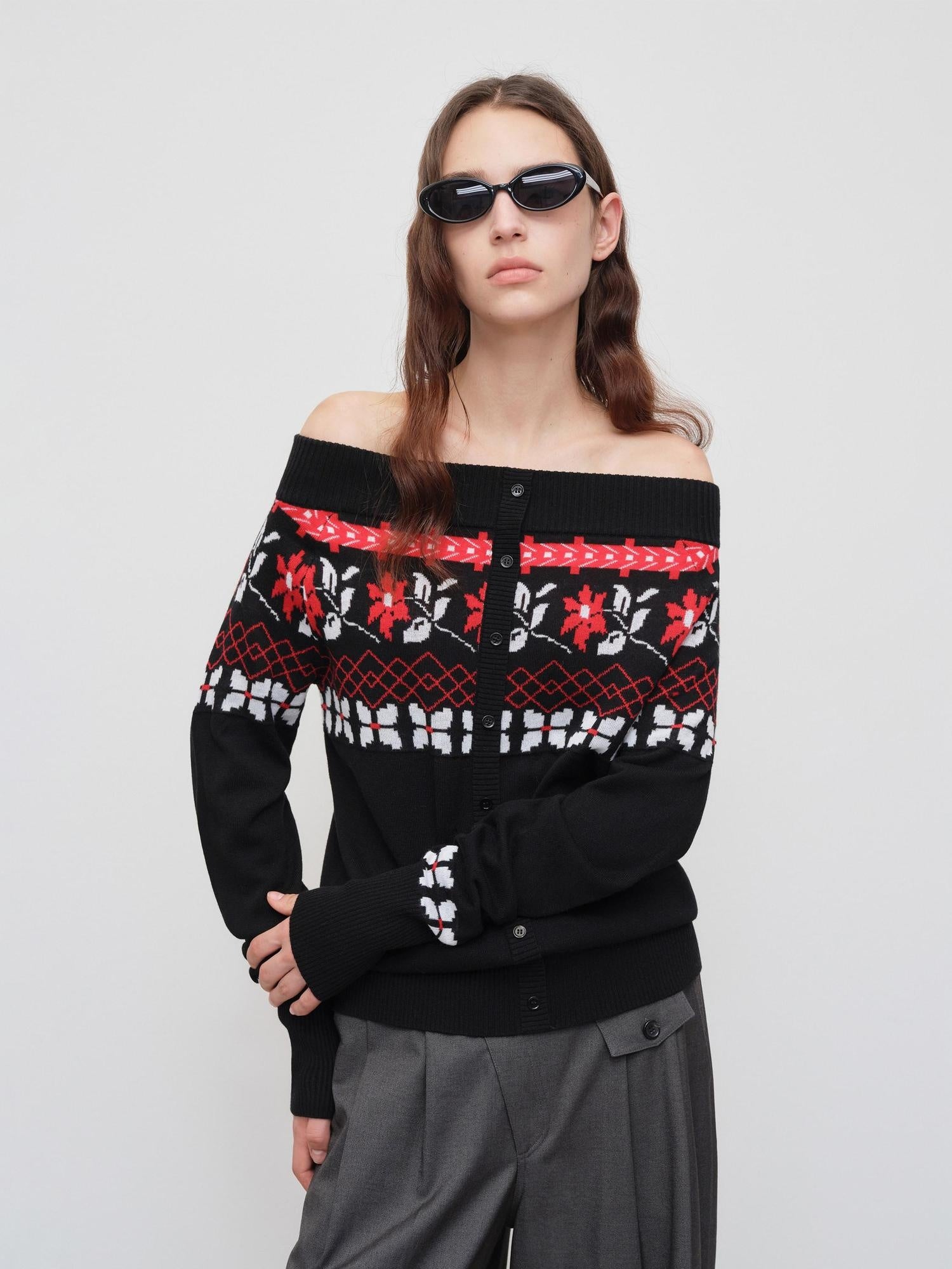 RUN TO THE FUTURE Soft Wool Blend Vintage Loose Pleated Women Knit Pullover Beige Black Sweaters