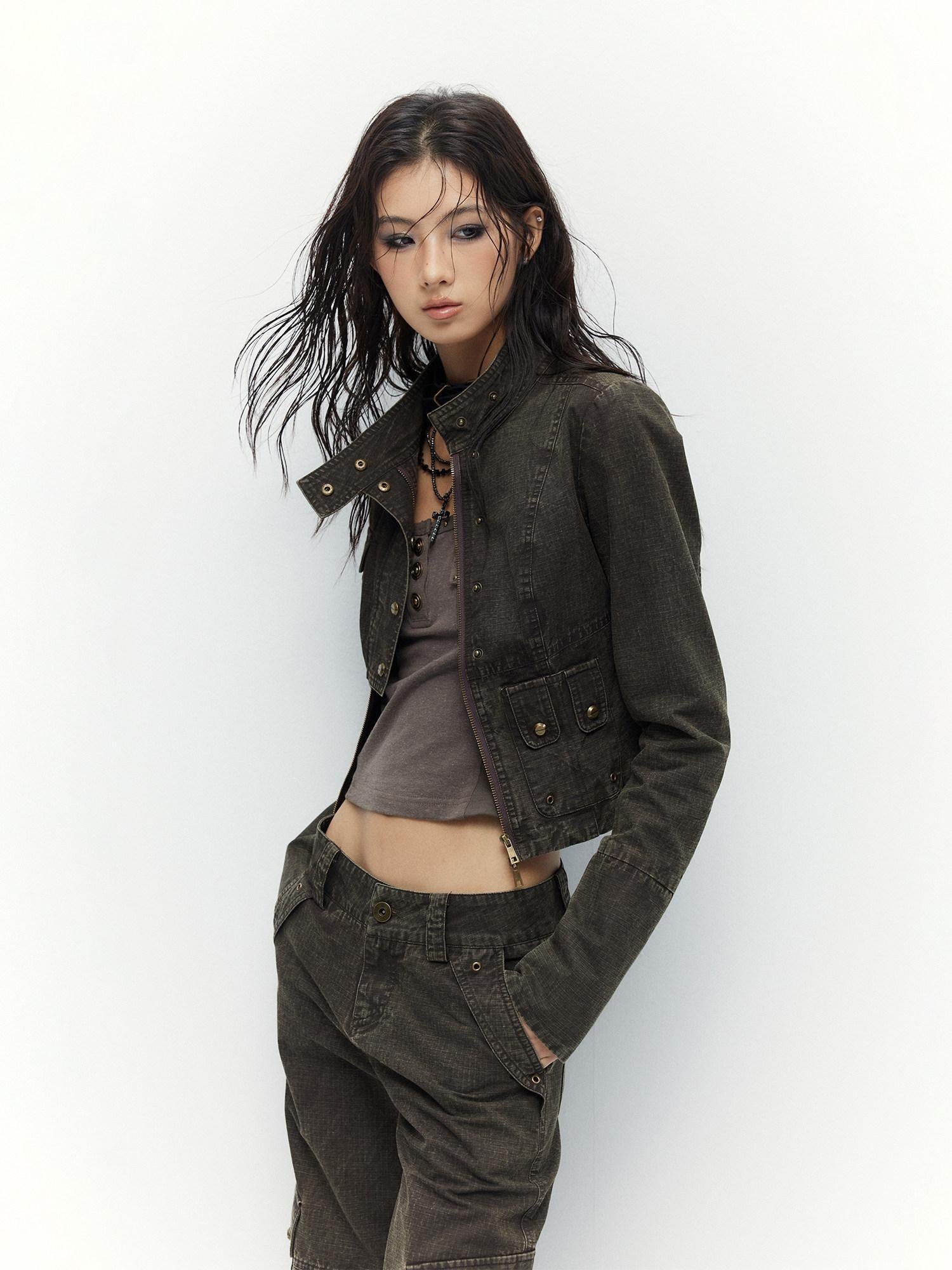 Low pixel High Waist 100 Percent Cotton Vintage Slim Fit Women Coffee Brown Straight Pants