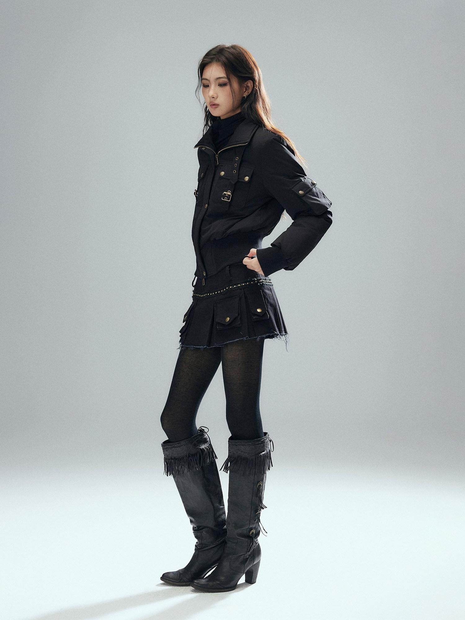 Low pixel 100% Cotton Low Waist Pleated A Line Sexy Women Daily Black Mini Skirts