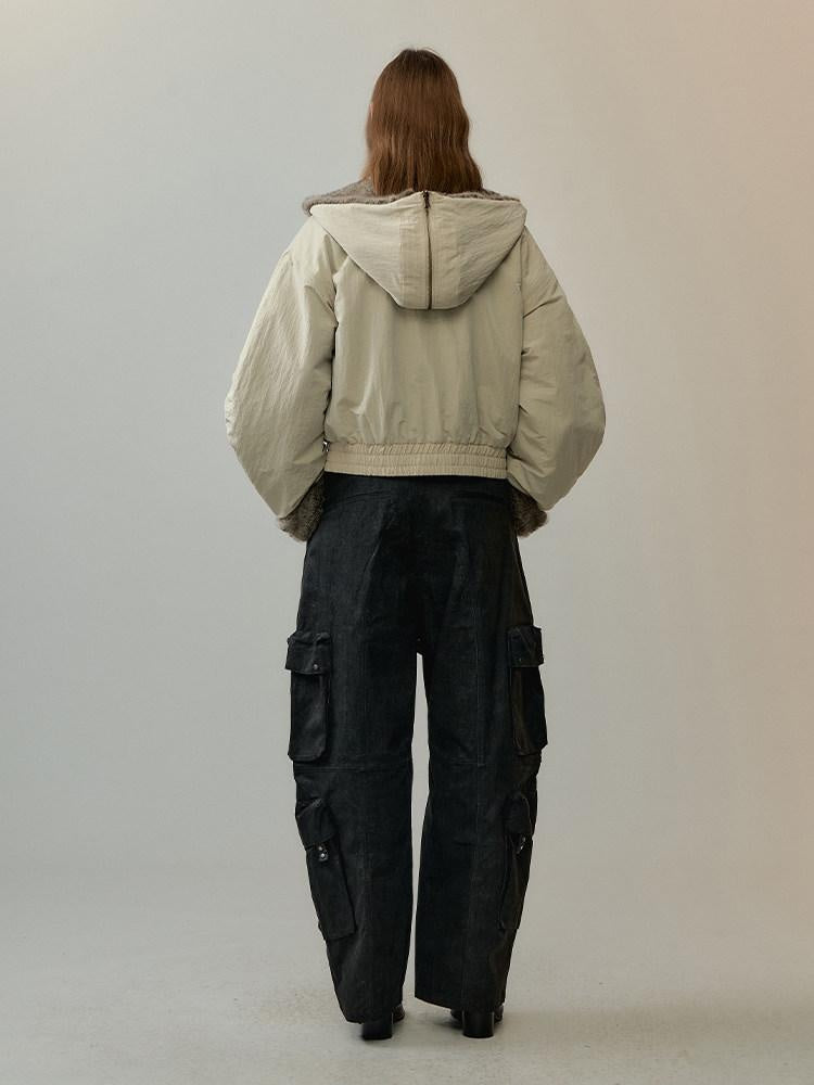 AnnoMundi Eco Friendly Oversized Utility Sailor Collar Women Zipper Khaki Casual Jackets
