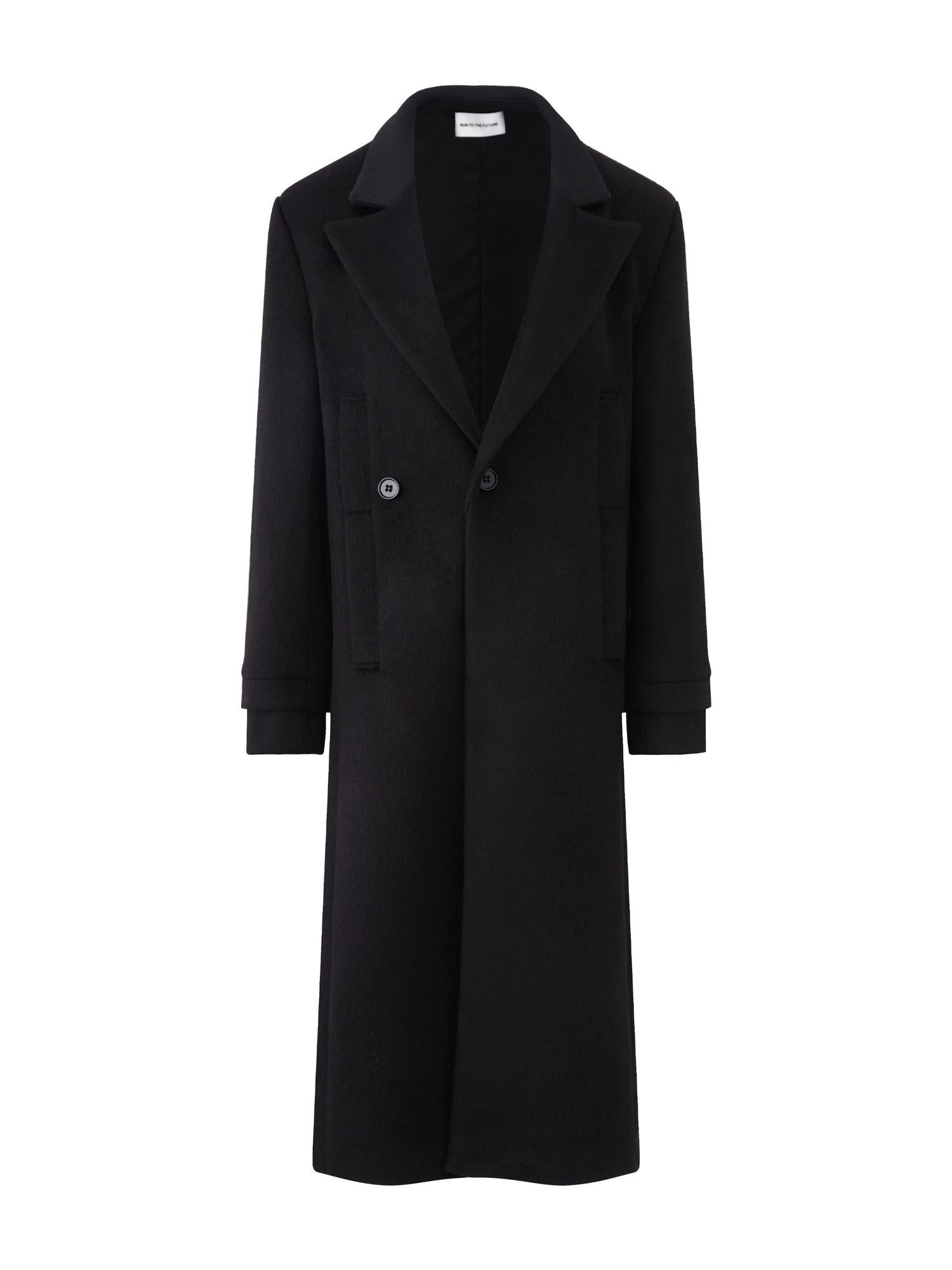 RUN TO THE FUTURE Lambswool Blend Patchwork Relaxed Fit Vintage Commuter Double Breasted Overcoats