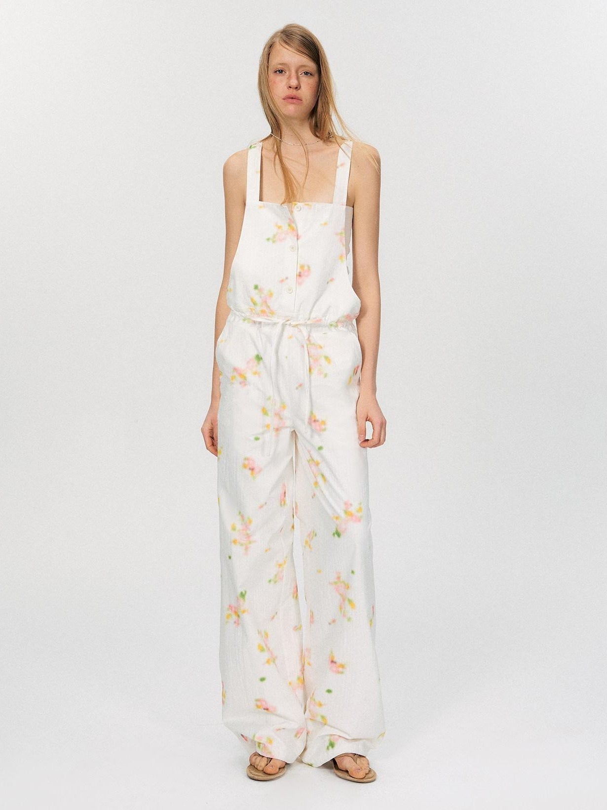 The NeverMore Pure Cotton High Waist Wide Leg Original White Casual Straight Pants