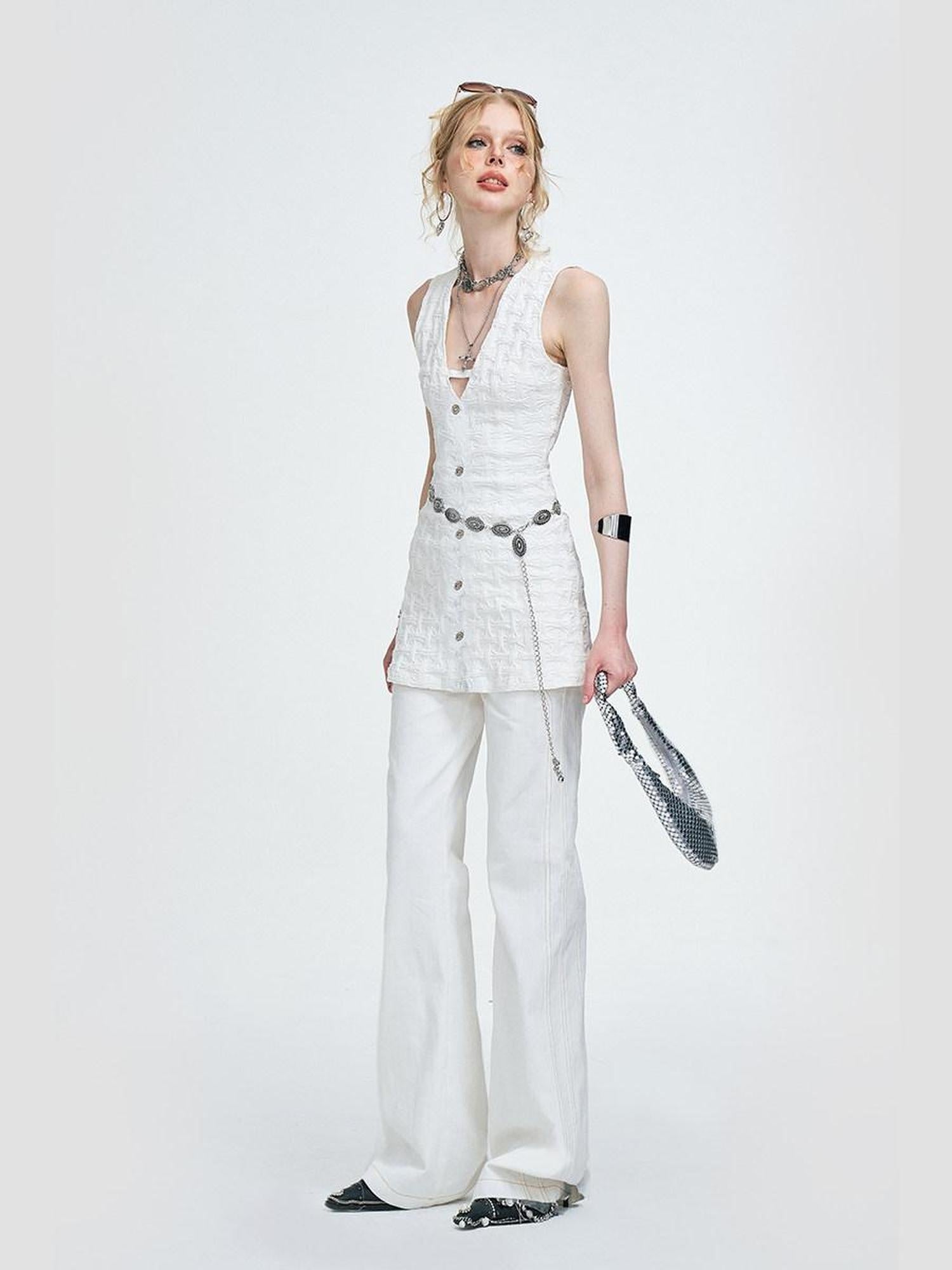 The NeverMore Floral High Waist V-neck Spaghetti Strap Street Women Casual White Mini Dresses