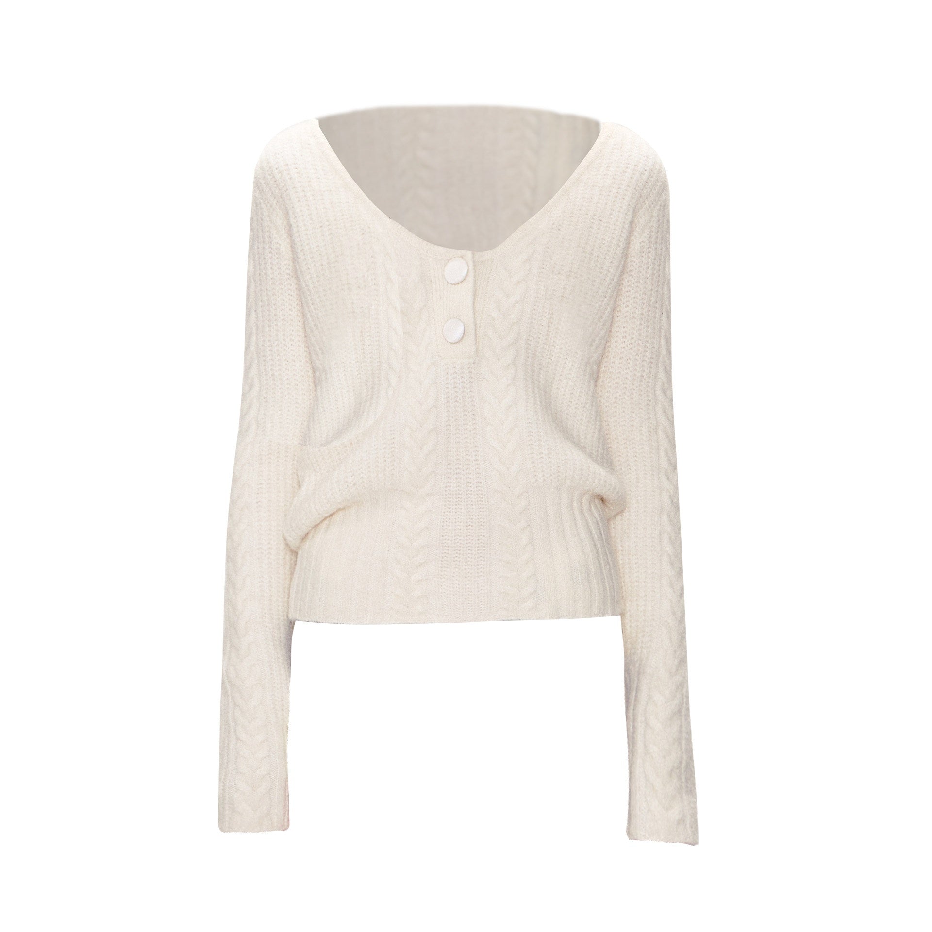 The NeverMore Soft Vintage Oversized Button V-neck Pullover Knit Wool Blend Girls Sweaters