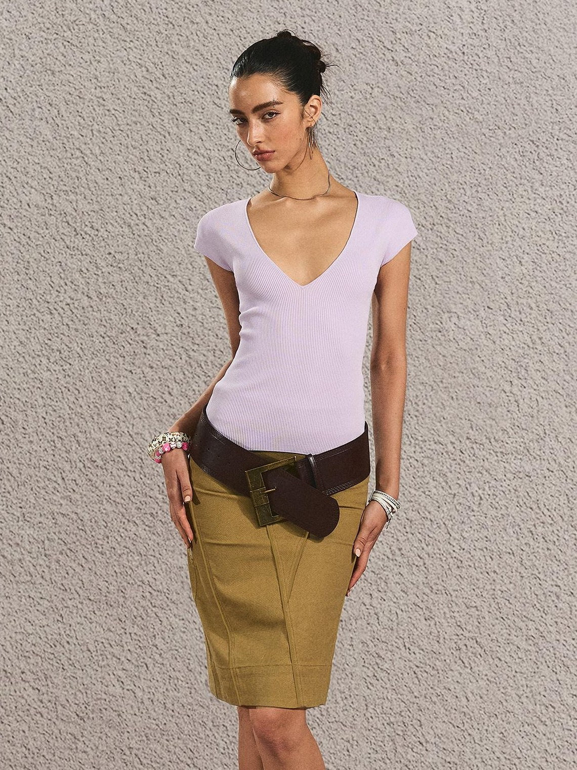The NeverMore Soft Viscose Slim Fit Solid Short Sleeve Purple Women Tshirt Basic Crop Tops