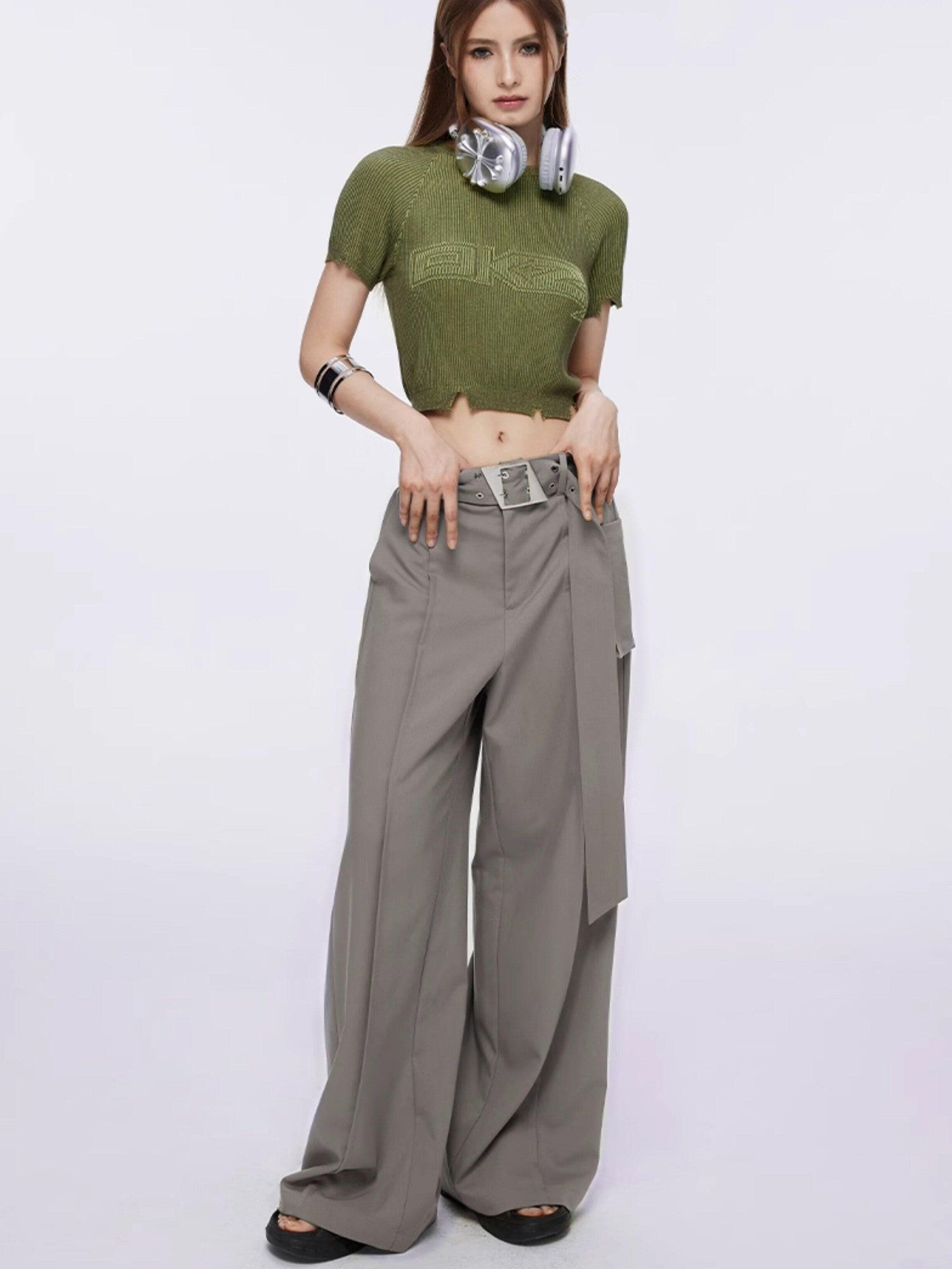 DKZ OFFICIAL Drapey Asymmetrical High Waist Pocket Women&
