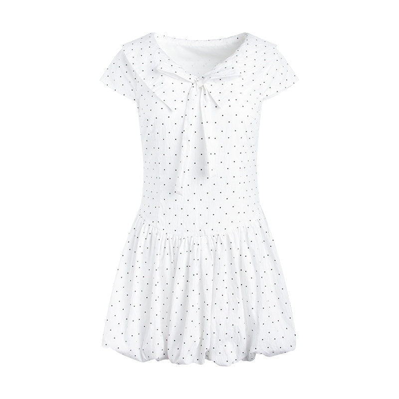 NAPSNAPS_Polka_Dot_Sailor_Collar_Tie_V-neck_High_Waist_Tencel_Women&