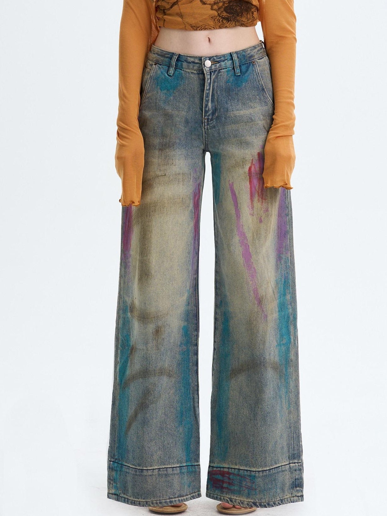 The NeverMore Washed Blue Button Fly Mid Rise Slight Stretch Sexy Straight Leg Jeans