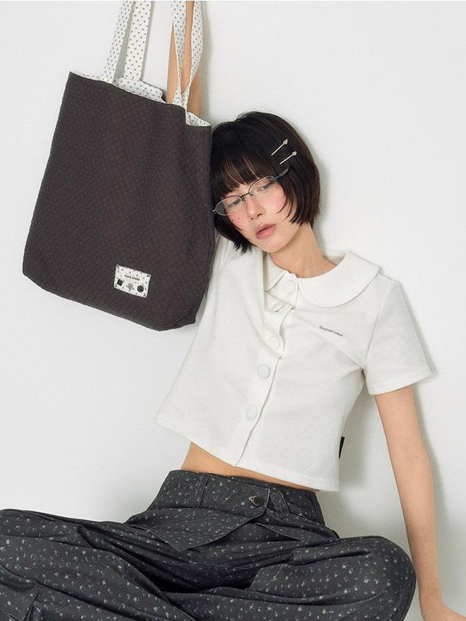 NAPSNAPS Reversible Vintage Boxy Polka Dot Embroidered Women&