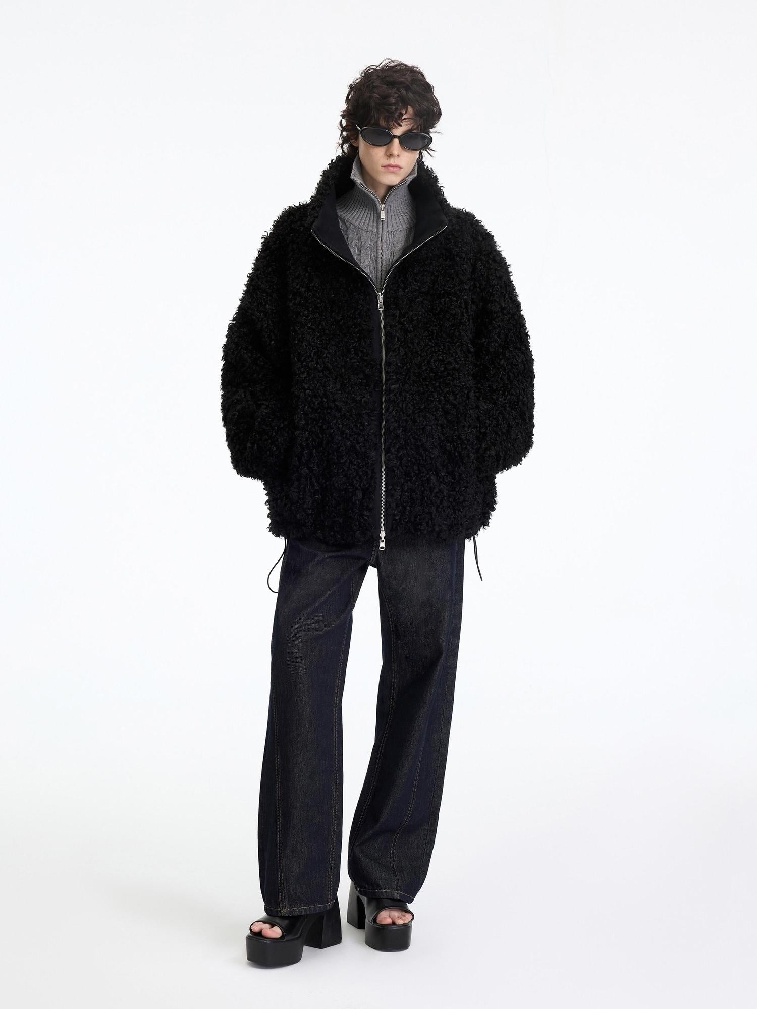 RUN TO THE FUTURE Reversible Fleece Lined Loose Fit Long Vintage Black Womens Puffer Jackets