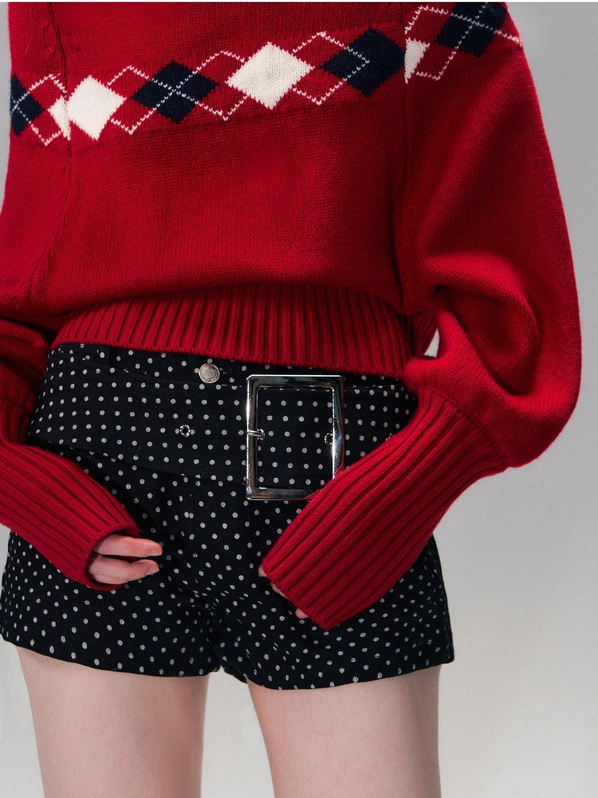 The NeverMore Warm Wool Pullover Vintage Jacquard Cape Batwing Women High Neck Red Sweaters