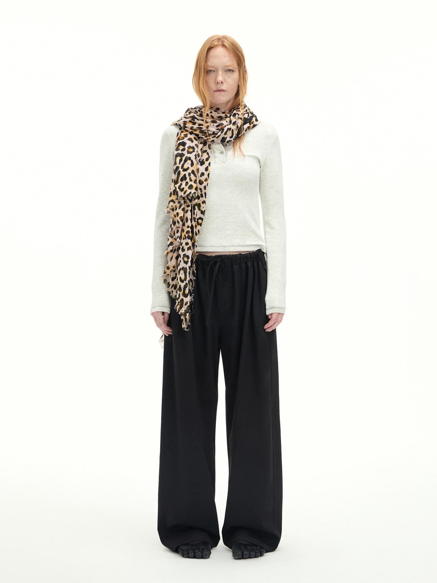 RUN TO THE FUTURE Stretch Wool Blend Casual Wide Leg Drawstring Mid Low Rise Women Black Chinos