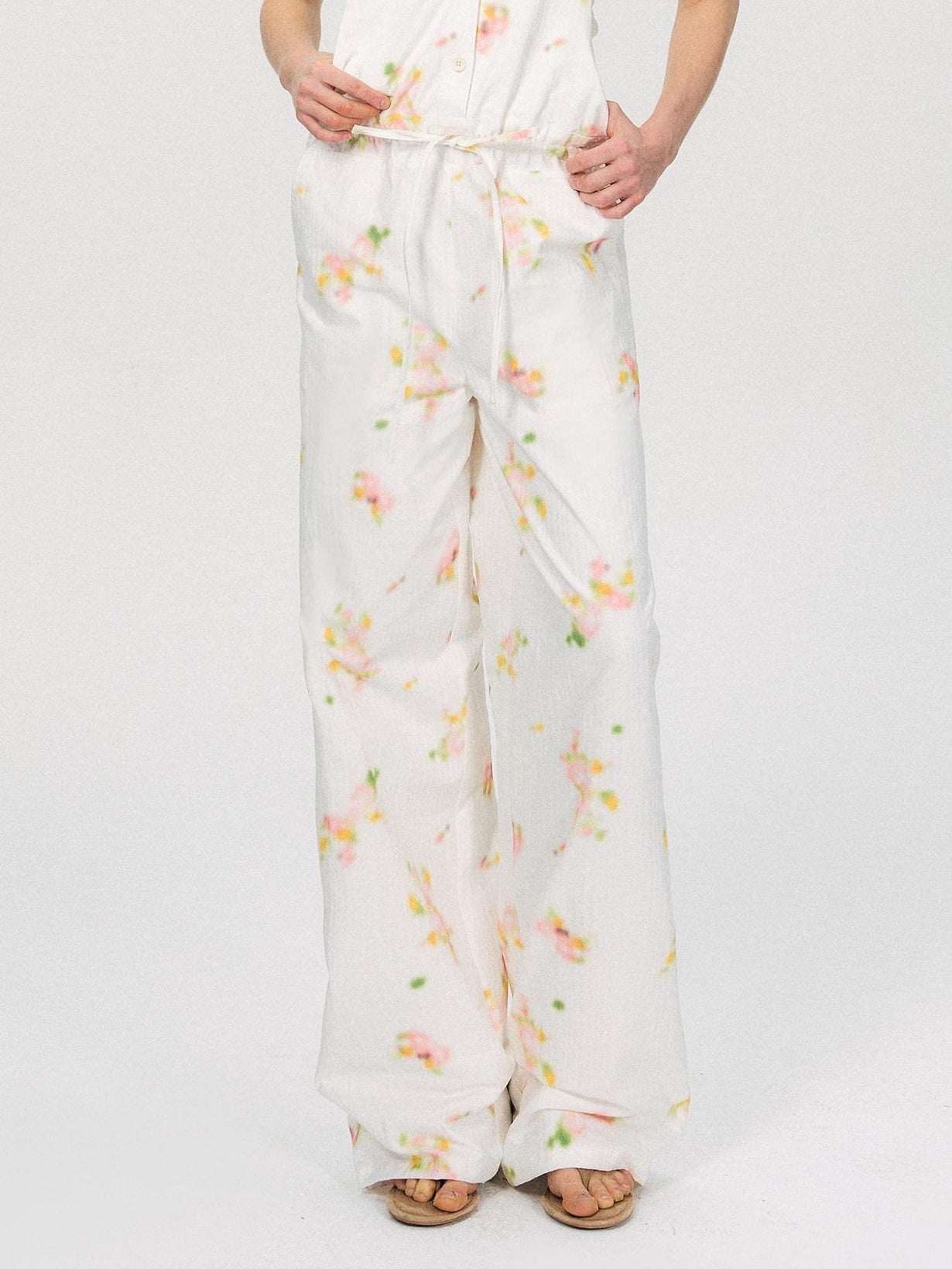 The NeverMore Pure Cotton High Waist Wide Leg Original White Casual Straight Pants